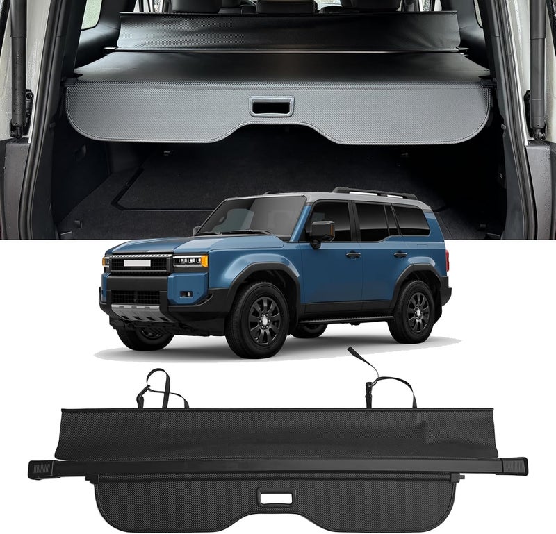 AUXKO Retractable Cargo Cover for Toyota Land Cruiser Prado J250 LC250 2024 2025 Lexus GX550, Trunk Cover Security Cover Shielding Shade Anti-Peeping Privacy Screen, Carbon Fiber - Image 1